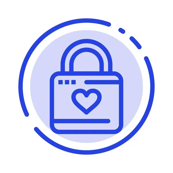 Verrouillage, Casier, Coeur, Hacker Coeur, Verrouillage Coeur bleu pointillé Ligne L — Image vectorielle
