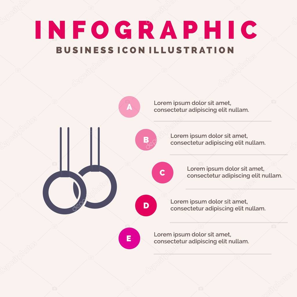 Athletic, Gymnastics, Rings Solid Icon Infographics 5 Steps Presentation Background