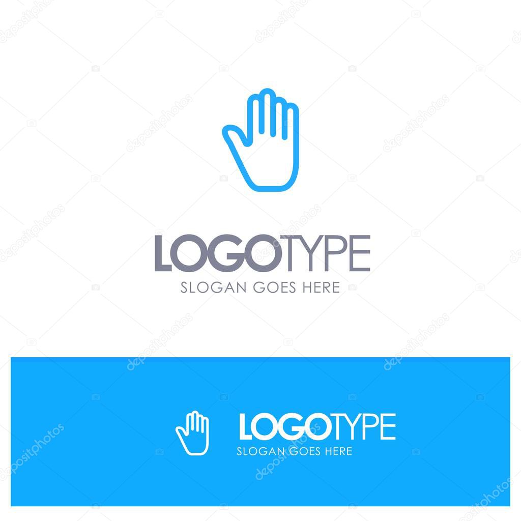 Body Language, Gestures, Hand, Interface, Blue Outline Logo Plac