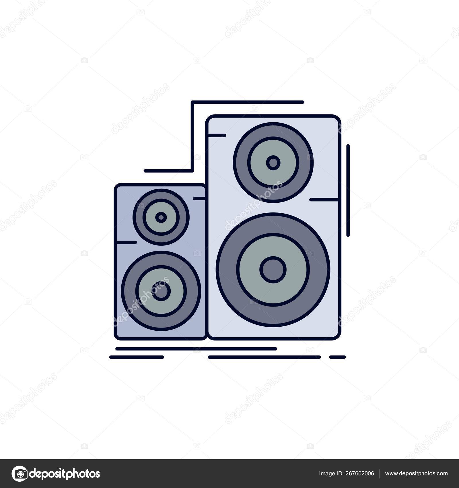 Audio Hifi Monitor Speaker Studio Flat Color Icon Vector