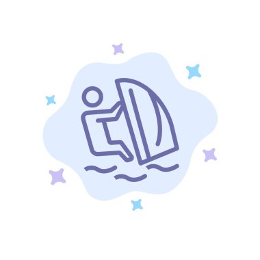 Sörfçü, Sörf, Su, Rüzgar, Spor Mavi Simge Soyut Bulut 