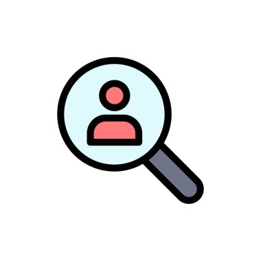 Gözat, Bul, Ağ, İnsanlar, Arama Düz Renk Simgesi. Vecto