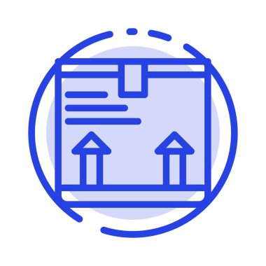 Teslim, Kutu, Ok, Yukarı Mavi Noktalı Çizgi Simgesi