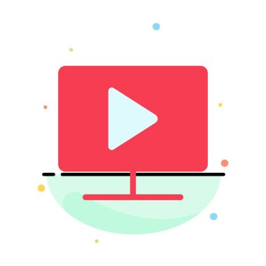 Monitör, Bilgisayar, Video, Oynatma Soyut Düz Renk Simgesi Şablonu