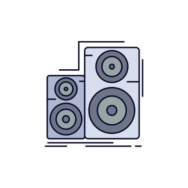 Ses, hifi, monitör, hoparlör, stüdyo Düz Renk Simge Vektör