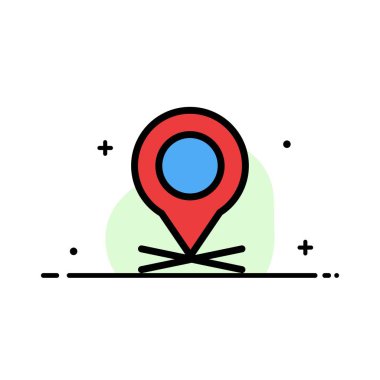 Konum, Harita, İşaretçi, Pin İş Düz Çizgi Dolu Simge Vect