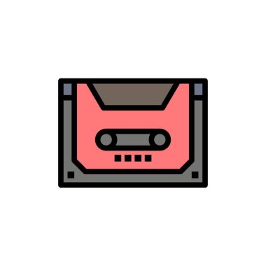 Analog, Ses, Kaset, Kompakt, Güverte Düz Renk Simgesi. Vektör 