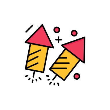 Firework, Aşk, Düğün, Yangın Düz Renk Simgesi. Vektör simgesi bann