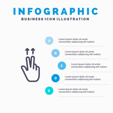 Fingers, Gesture, Ups Line icon with 5 steps presentation infogr