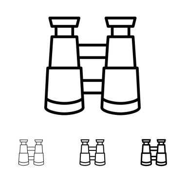 Dürbün, Arama, Kalın ve ince siyah çizgi simge seti izle