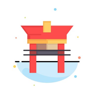 Kapı, Köprü, Çin, Çince Soyut Düz Renk Simgesi Şablonu