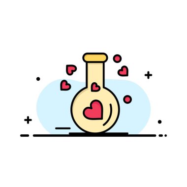 Şişe, Aşk, Kalp, Düğün İş Logo Şablonu. Düz Renk