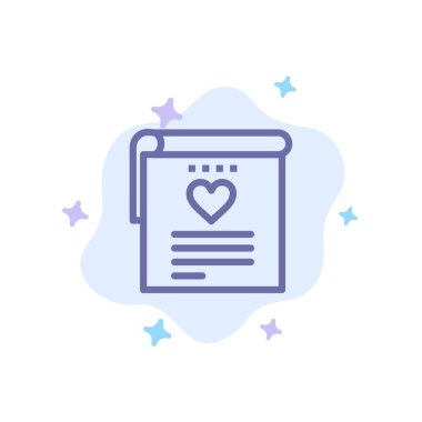 Dosya, Aşk, Düğün, Soyut Bulut Backgroun Üzerinde Kalp Mavi Simge