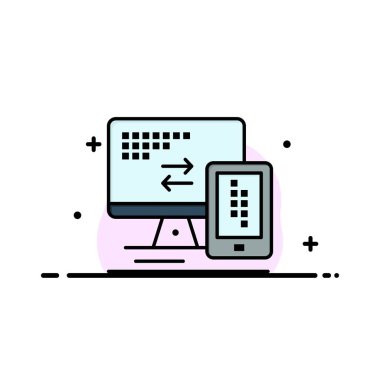 Bilgisayar, Monitör, Mobil, Hücre İş Logo Şablonu. Düz Col