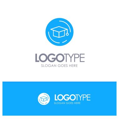 Cap, Eğitim, Mezuniyet Mavi Katı Logo taglin için yer ile