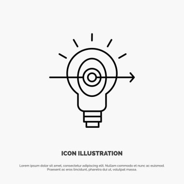 Ampul, Başarı, Odak, İş Hattı Simge Vektör