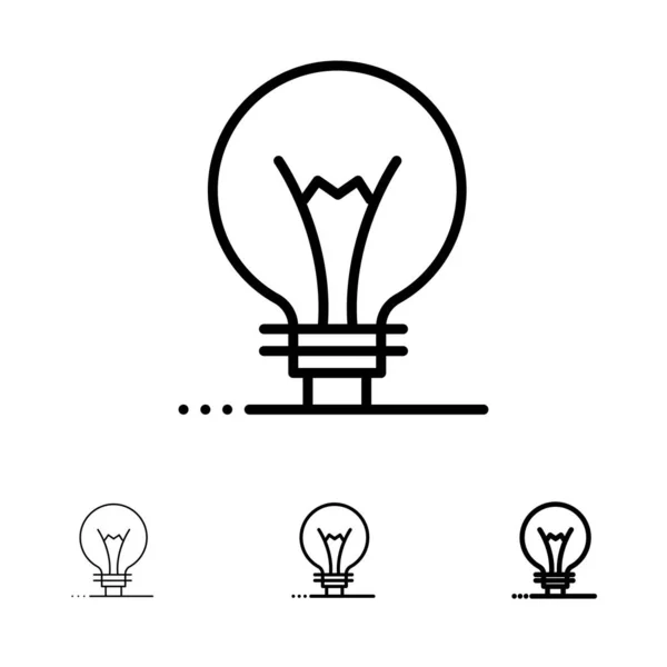 Idee, Innovation, Erfindung, Glühbirne kühne und dünne schwarze Linie — Stockvektor