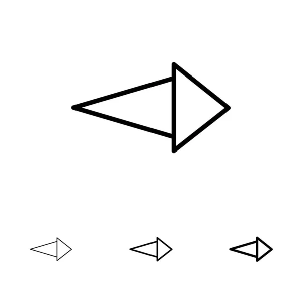 矢印、右、次の太字と細い黒い線のアイコンセット — ストックベクタ