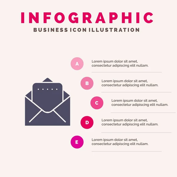 Document, Mail Solid Icon Infographics 5 Steps Presentation Back