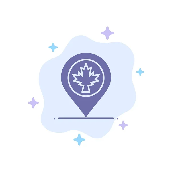 Mapa, Localização, Canadá, Leaf Blue Icon on Abstract Cloud Backgrou — Vetor de Stock