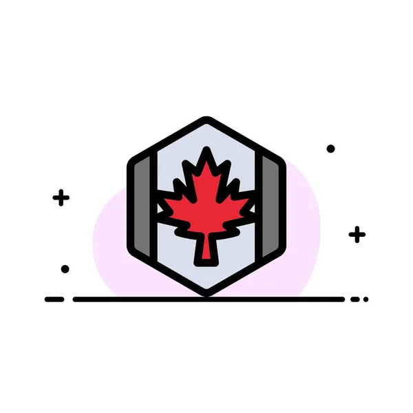 Vlag, herfst, Canada, blad, Maple Business platte lijn gevuld ICO — Stockvector