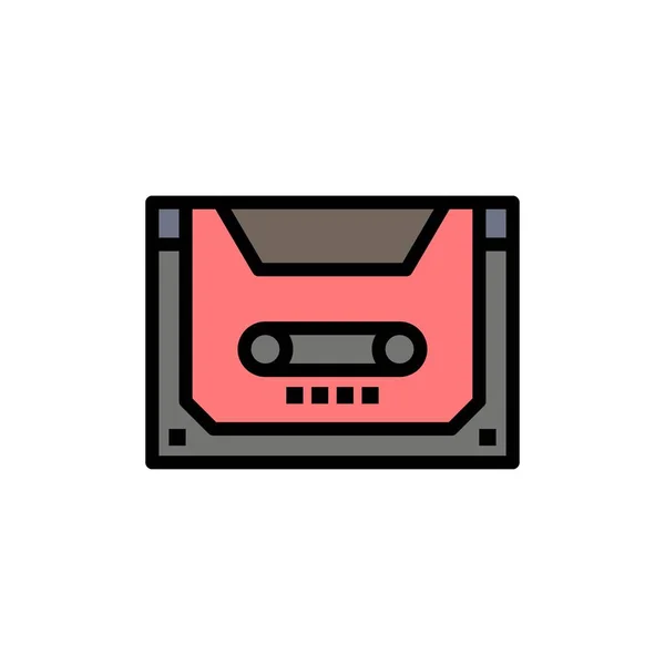 Analog, audio, kassette, kompakt, deck flat color icon. Vektor — Stockvektor