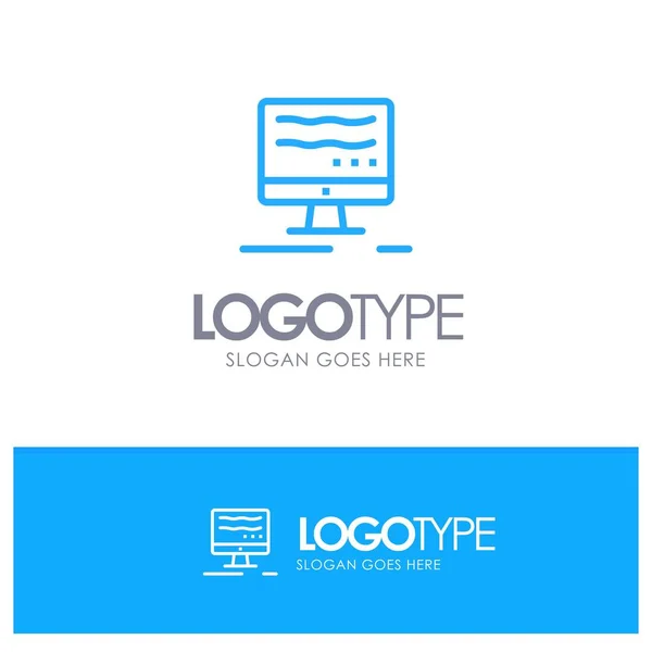 Компьютер, Интернет, маркетинг Blue Outline Логотип место для слоган — стоковый вектор