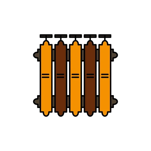 Radiador, Calefacción, Batería, Cálido, Icono de color plano de calor. Vector — Vector de stock