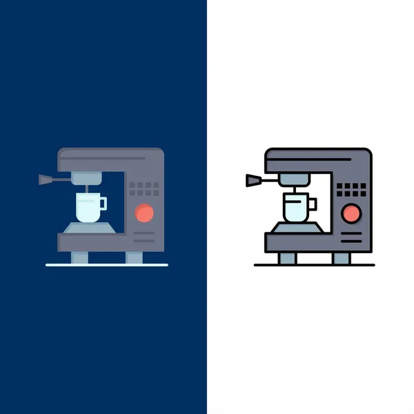 Café, électrique, maison, icônes de machine. Plat et ligne rempli Ico — Image vectorielle