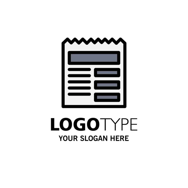 Documento, Texto, Basic, Ui Business Logo Template. Cor plana — Vetor de Stock