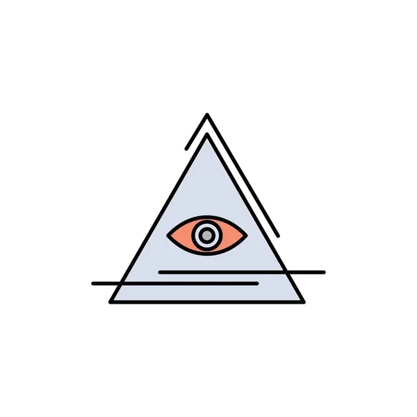 Μάτι, ιλιλά, πυραμίδα, τρίγωνο επίπεδη χρώμα Icon. Εικονίδιο διανυσματικού διάνυσμα — Διανυσματικό Αρχείο