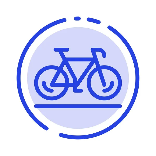 Bicicleta, Movimiento, Caminar, Deporte Azul punteado línea icono — Vector de stock