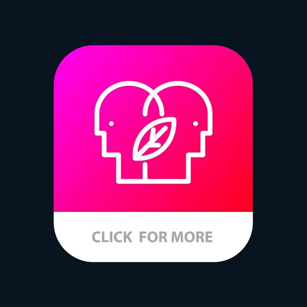 Eco, Eco Mind, Head, Mind Mobile App Button. Android и IOS Lin — стоковый вектор