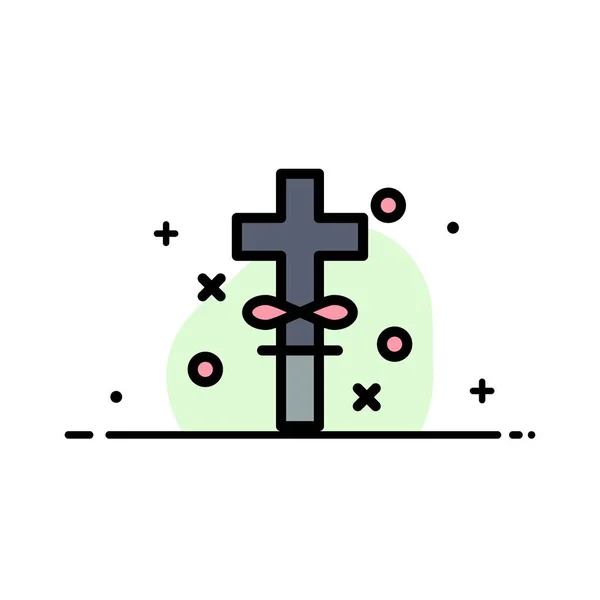 Хрест, свята, свята, Великдень Бізнес Плоска лінія Заповнена ікона Ве — стоковий вектор