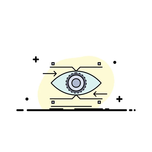 Aufmerksamkeit, Auge, Fokus, Blick, Vision flache Farbsymbolvektor — Stockvektor