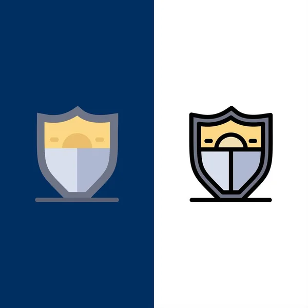 Escudo, Seguridad, Iconos de Motivación. Icono Lleno Plano y Línea S — Vector de stock