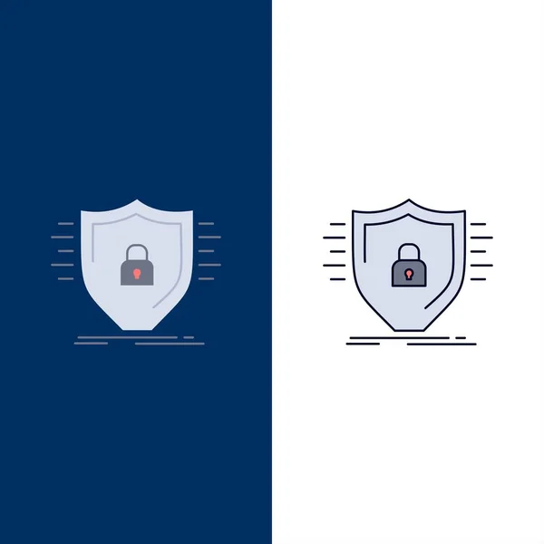 Defesa, firewall, proteção, segurança, escudo Flat Color Icon Ve — Vetor de Stock