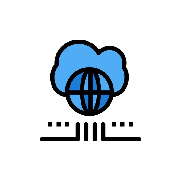 Monde, Marketing, Réseau, Cloud Flat Color Icon. Icône vectorielle b — Image vectorielle