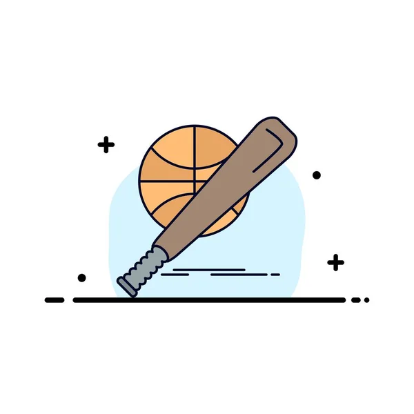 Baseball, cesta, bola, jogo, divertimento Flat Color Icon Vector — Vetor de Stock