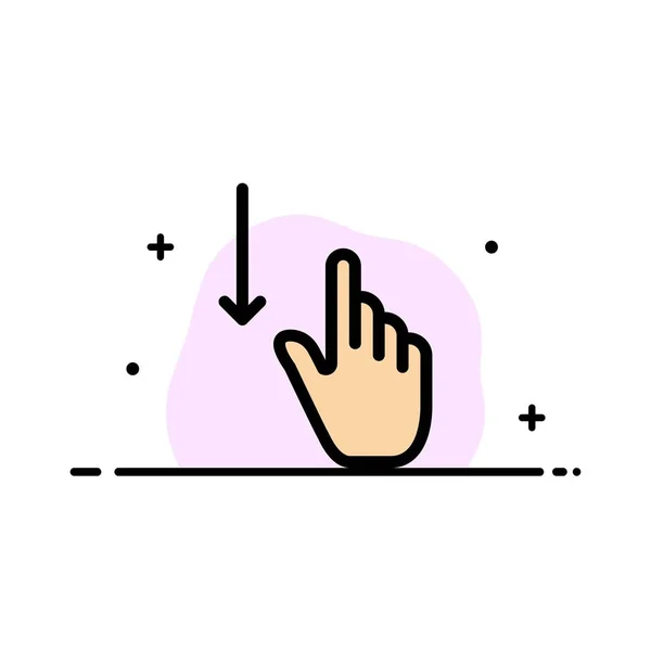 Down, Finger, Gesture, Gestures, Hand  Business Flat Line Filled — Stock Vector