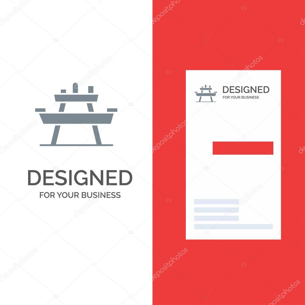Bench, Food, Park, Seat, Picnic Grey Logo Design and Business Ca