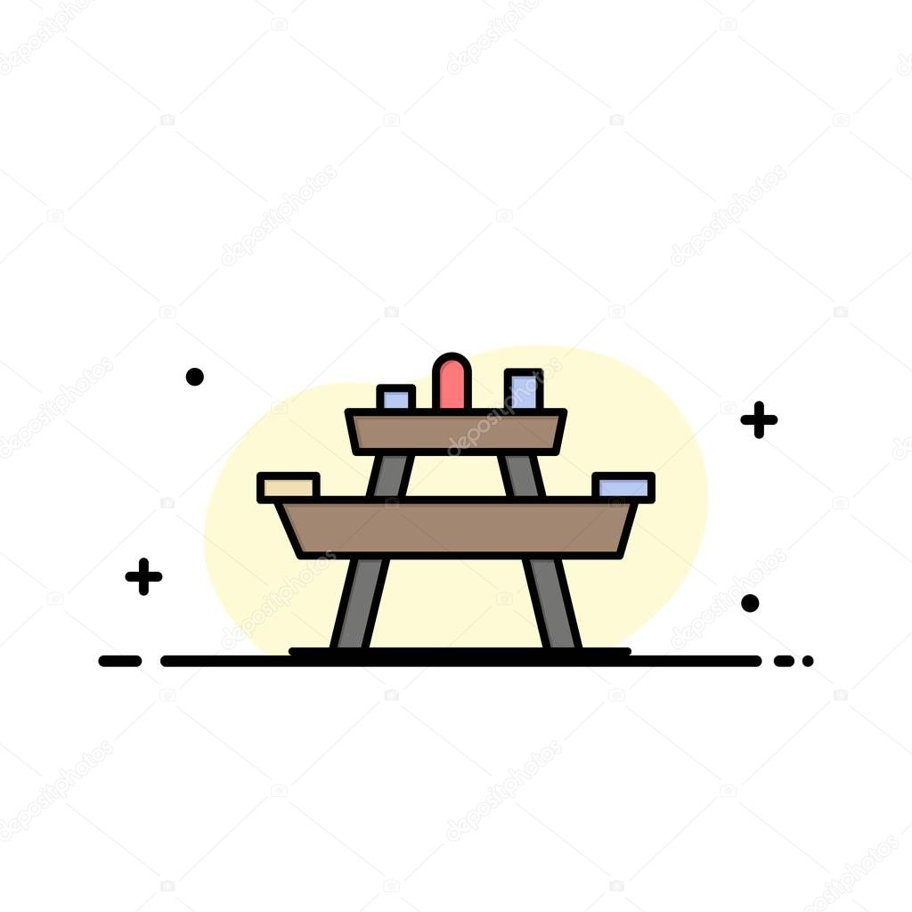 Bench, Food, Park, Seat, Picnic Business Logo Template. Flat Col