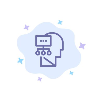 Planlama, Teori, Zihin, Soyut Bulut Backgro Üzerinde Kafa Mavi Simge