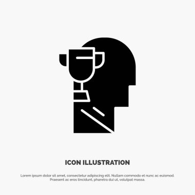 Mind, Brian, Ödül, Baş katı Glyph Icon vektör
