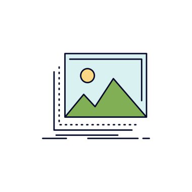 galeri, resim, manzara, doğa, fotoğraf Düz Renk Simge Vektör