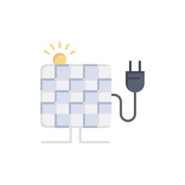 Enerji, Güneş, Güneş, Fiş Düz Renk Simgesi. Vektör simgesi afiş Te