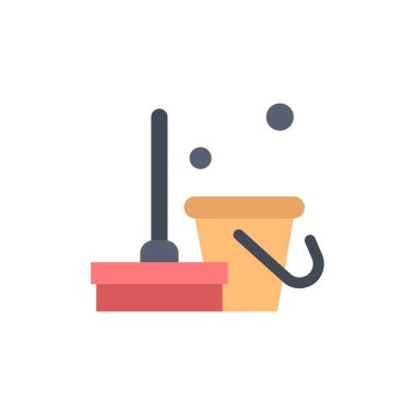 Süpürge, Temiz, Temizlik, Süpürme Düz Renk Simgesi. Vektör simgesi bann