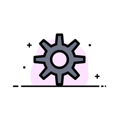 Dişli, Ayar, Tekerlek İş Düz Çizgi Dolu Simge Vektör Bann