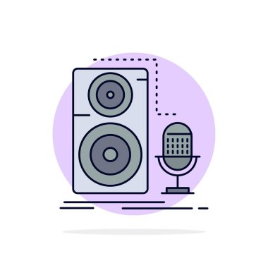 Canlı, mikrofon, mikrofon, kayıt, ses Düz Renk Simge Vektör