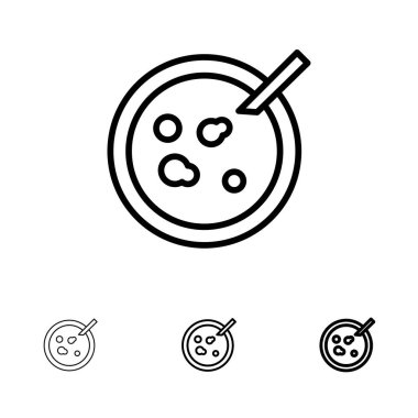 Petri, Çanak, Analiz, Tıbbi Kalın ve ince siyah çizgi simge seti